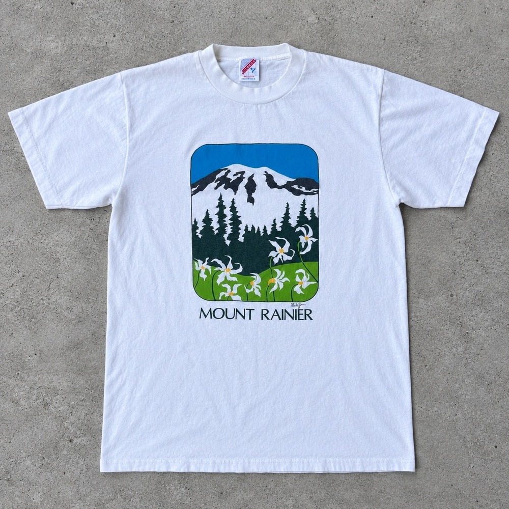 Vintage 90s Mount Rainier Washington Graphic T-Shirt Medium White 90s USA Made